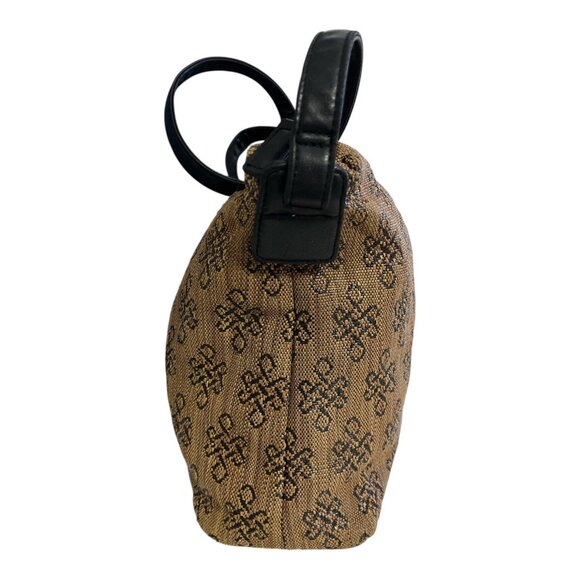 Stone Mountain Tan & Black Floral Tapestry Shoulder Bag with Faux Leather Base & - Picture 2 of 7